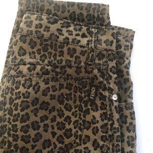 Fendi High Waist Leopard Jeans